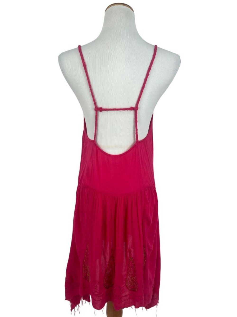 NWT Free People Pink Gold Embroidered Asymmetric Slip Dress | Boho Fairy Indie M - Picture 8 of 16